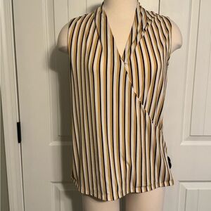 Adrianna Papell Brown Tan Wrap Blouse
